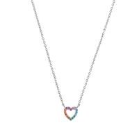 s.Oliver Collier Mädchen, Mehrfarbig, Herz, 9 mm, Blau, Grün, Gelb, Orange, Rosa, Pink, 0,9 mm, Silber 925, rhodiniert 2034169