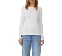 Langarmshirt S.OLIVER, Damen, Gr. 38, weiß, schwarz, Single Jersey, Obermaterial: 100% Baumwolle, unifarben, tailliert hüftbedeckend, Rundhals, Shirts Langarmshirt, mit Rundhalsausschnitt, 2er Pack (7