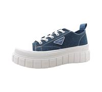 s.Oliver Damen Plateau Sneaker aus Stoff Bequem, Blau (Denim), 39 EU