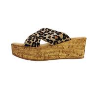 s.Oliver Damen Pantoletten aus Leder mit Keilabsatz, Mehrfarbig (Leopard), 41 EU