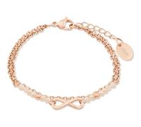 s.Oliver Armband für Damen mit Infinity Anhänger, Glas / Edelstahl, IP Rose, Länge: 16-20 cm