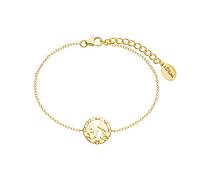 s.Oliver Armband Damen, Gold, Weltkugel, 13 mm, Zirkonia synth., Weiß, 1,3 mm, Silber 925, gelbvergoldet 2032796