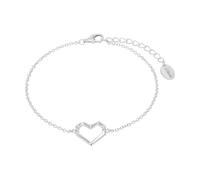 s.Oliver Armband 925 Sterling Silber Damen Armschmuck, mit Zirkonia synth., Perlmutt, 17+3 cm, Silber, Herz, Kommt in Schmuck Geschenk Box, 2036862