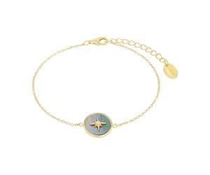 s.Oliver Armband 925 Sterling Silber Damen Armschmuck, mit Zirkonia synth., Perlmutt, 17+3 cm, Weiß, Stern, Kommt in Schmuck Geschenk Box, 2036866