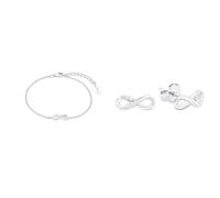 s.Oliver Armband 925 Sterling Silber Damen Armschmuck & Ohrstecker 925 Sterling Silber Damen Ohrschmuck, mit Zirkonia synth., 0,4 cm, Silber, Infinity, Kommt in Schmuck Geschenk Box, 2017247