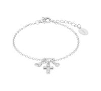 s.Oliver Armband 925 Sterling Silber Mädchen Kinder Armschmuck, mit Zirkonia synth., 14+2 cm, Silber, Kreuz, Kommt in Schmuck Geschenk Box, 2022704