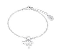 s.Oliver Armband 925 Sterling Silber Mädchen Kinder Armschmuck, mit Zirkonia synth., 14+2 cm, Silber, Kreuz, Kommt in Schmuck Geschenk Box, 2022704
