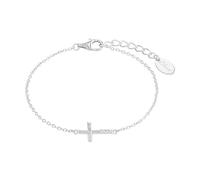 s.Oliver Armband 925 Sterling Silber Mädchen Kinder Armschmuck, mit Zirkonia synth., 14+2 cm, Silber, Kreuz, Kommt in Schmuck Geschenk Box, 2035515