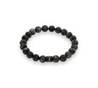 s.Oliver Herren Bracelet - Armband in Beadsoptik - IP Grau - Textilband verstellbar bis 22 cm - wasserfest & hautfreundlich