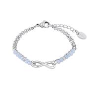 s.Oliver Mädchen Armband Infinity 2039720 Edelstahl mit Glasperlen hellblau