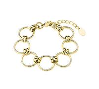s.Oliver Armband Edelstahl Damen Armschmuck, mit Kristall, 18+3 cm, Gold, Kommt in Schmuck Geschenk Box, 2027627