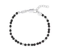 s.Oliver Armband Edelstahl Herren Armschmuck, mit Achat, 20+3 cm, Schwarz, Kommt in Schmuck Geschenk Box, 2031484