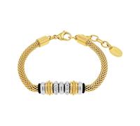 Armband S.OLIVER "2036836" Armbänder Gr. Edelstahl-Kautschuk, gelb (gelbgoldfarben, weiß, schwarz, weiß) Damen Trachtenmode mit Zirkonia (synth.) (13582524-0)