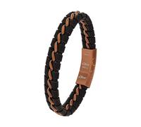 s.Oliver Armband Edelstahl Leder Herren Armschmuck, 20+1,5 cm, Schwarz, Kommt in Schmuck Geschenk Box, 2037990