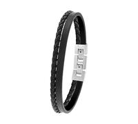 s.Oliver Armband Edelstahl Leder Herren Armschmuck, 20+1,5 cm, Schwarz, Kommt in Schmuck Geschenk Box, 2027411