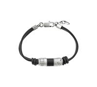 s.Oliver Armband Edelstahl Leder Herren Armschmuck, 20+2 cm, Silber, Kommt in Schmuck Geschenk Box, 2038007
