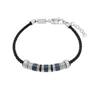 s.Oliver Armband Edelstahl Leder Herren Armschmuck, 20+3 cm, Silber, Kommt in Schmuck Geschenk Box, 2031565