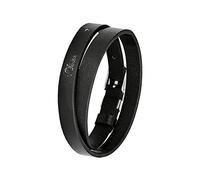 s.Oliver Armband Edelstahl Leder Herren Armschmuck, 45 cm, Schwarz, Kommt in Schmuck Geschenk Box, 2028442