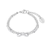 s.Oliver Armband Edelstahl Mädchen Kinder Armschmuck, mit Glas, 14+2 cm, Grau, Infinity, Kommt in Schmuck Geschenk Box, 2034972