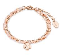 s.Oliver Armband für Damen mit Kleeblatt Anhänger, Glas / Edelstahl, Länge: 17-20 cm, IP Rose