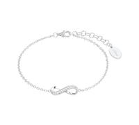 s.Oliver Armband Damen Infinity-Anhänger Zirkonia 925 Sterling-Silber rhodiniert 17-19 cm