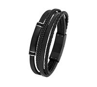 s.Oliver 2026001 Herren Armband Edelstahl Silber schwarz 21,5 cm