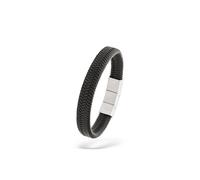 s.Oliver Herren Bracelet - Armband aus Echtleder - IP Grau - Verstellbar bis 22 cm - wasserfest & hautfreundlich