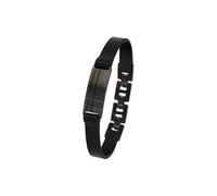 s.Oliver Armband Edelstahl Leder Herren Armschmuck, 18,5+1,5+1,5 cm, Schwarz, Kommt in Schmuck Geschenk Box, 2039737