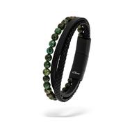 Armband S.OLIVER, grün (schwarz), Armbänder, Herren, 22cm, Leder Materialmix, Leder, Materialmix, Armband (58531144-0) schwarz