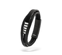 s.Oliver Herren Bracelet - Armband aus Echtleder - IP Schwarz - Lederband verstellbar bis 22 cm - wasserfest & hautfreundlich
