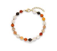 Armband S.OLIVER "Schmuck Geschenk Edelstahl The Colorful Beads", bunt (gelbgoldfarben, mehrfarbig, rot, mehrfarbig), Armbänder, Damen, 21cm, Edelstahl, Armband, mit Quarz und Jade oder Quarz, Mondste