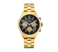 s.Oliver Armbanduhr Damen Multifunktion Analog, mit Edelstahl Armband, Gold, 5 bar Wasserdicht, Multifunktion, Kommt in Uhren Geschenk Box, 2033555