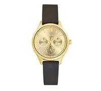 s.Oliver Armbanduhr Damen Multifunktion Analog, mit Leder Armband, Gold, 5 bar Wasserdicht, Multifunktion, Kommt in Uhren Geschenk Box, 2034606
