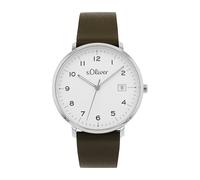 s.Oliver Armbanduhr Damen Quarzuhr Analog, mit Apfelleder Armband, Silber, 5 bar Wasserdicht, Kommt in Uhren Geschenk Box, 2038593