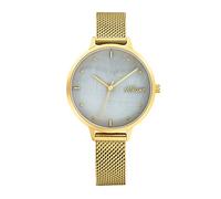 s.Oliver Armbanduhr Damen Quarzuhr Analog, mit Edelstahl Armband, Gold, 3 bar Wasserdicht, Kommt in Uhren Geschenk Box, 2033512