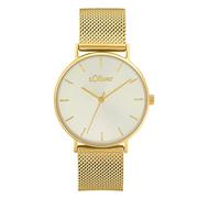 s.Oliver Armbanduhr Damen Quarzuhr Analog, mit Edelstahl Armband, Gold, 3 bar Wasserdicht, Kommt in Uhren Geschenk Box, 2033517