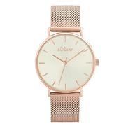 s.Oliver Armbanduhr Damen Quarzuhr Analog, mit Edelstahl Armband, Rosefarben, 3 bar Wasserdicht, Kommt in Uhren Geschenk Box, 2033516
