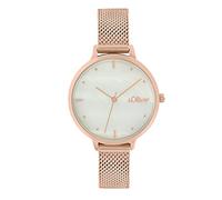 s.Oliver Armbanduhr Damen Quarzuhr Analog, mit Edelstahl Armband, Rosefarben, 3 bar Wasserdicht, Kommt in Uhren Geschenk Box, 2033511
