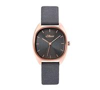 s.Oliver Armbanduhr Damen Quarzuhr Analog, mit Textil Armband, Rosefarben, 3 bar Wasserdicht, Kommt in Uhren Geschenk Box, 2033503