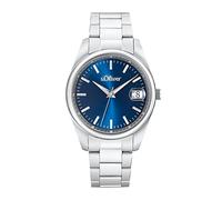 s.Oliver Armbanduhr Herren Quarzuhr Analog, mit Edelstahl Armband, Blau, 5 bar Wasserdicht, Kommt in Uhren Geschenk Box, 2033527