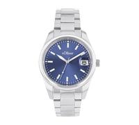 s.Oliver Armbanduhr Herren Quarzuhr Analog, mit Edelstahl Armband, Blau, 5 bar Wasserdicht, Kommt in Uhren Geschenk Box,