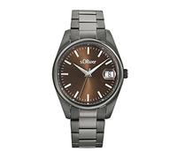 s.Oliver Armbanduhr Herren Quarzuhr Analog, mit Edelstahl Armband, Grau, 5 bar Wasserdicht, Kommt in Uhren Geschenk Box, 2033529