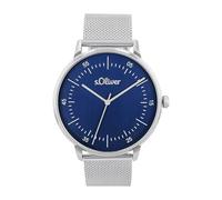 s.Oliver Armbanduhr Herren Quarzuhr analog, mit Edelstahl Armband, Silber, 5 bar wasserfest, Kommt in Uhren Geschenk Box, 2036543
