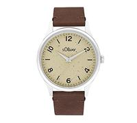 s.Oliver Armbanduhr Herren Quarzuhr Analog, mit Leder Armband, Braun, 5 bar Wasserdicht, Kommt in Uhren Geschenk Box, 2033545
