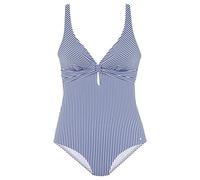 Badeanzug S.OLIVER Gr. 38, Cup A/B, blau (hellblau, weiß) Damen Badeanzüge Ocean Blue mit V-Ausschnitt und Cut-Out (77761109-38)