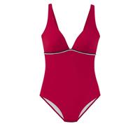 Badeanzug S.OLIVER "Junis", Damen, Gr. 36, Cup C/D, rot, Recycling-Polyamid, unifarben, kontrastfarbene Details, Badeanzüge, mit geflochtenen Details (58152310-36) rot