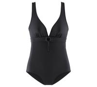 Badeanzug S.OLIVER "Rome", Damen, Gr. 40, Cup B, schwarz, Microfaser, Polyamid, unifarben, Badeanzüge Badeanzug, mit Zierring und Shaping-Effekt (70933434-40) schwarz