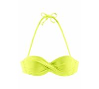Bandeau-Bikini-Top S.OLIVER "Spain", Damen, Gr. 38, Cup A, grün (lime), Microfaser, Microfaser, unifarben, Bikini-Oberteile, in unifarben mit Wickeloptik (353971-38) lime