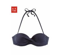 Bandeau-Bikini-Top S.OLIVER "Spain", Damen, Gr. 38, Cup E, blau (marine), Microfaser, Microfaser, unifarben, Bikini-Oberteile, in unifarben mit Wickeloptik, Topseller (479644-38) marine