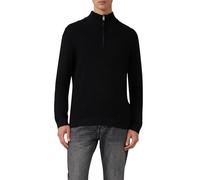 Strickpullover S.OLIVER, Herren, Gr. XXXL, schwarz, Grobstrick, Obermaterial: 100% Baumwolle, unifarben, casual, normal hüftbedeckend, Rundhals, Langarm Bündchen, Pullover, mit Zipper (48884519-XXXL)